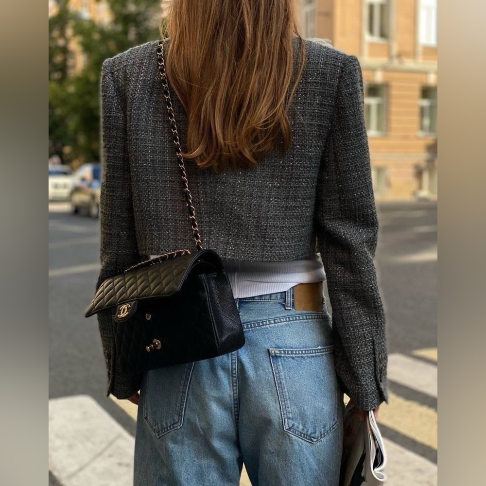 CHANEL caviar grain leather classic bag